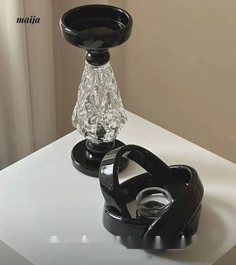GUIFOU Retro Baroque Glass Candlestick from GUIFOU