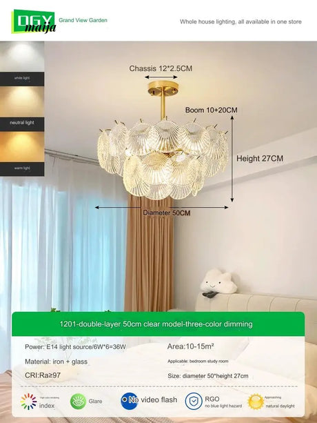 GVG Crystal Scallop Shell Ceiling Lamp from Kaiyashi