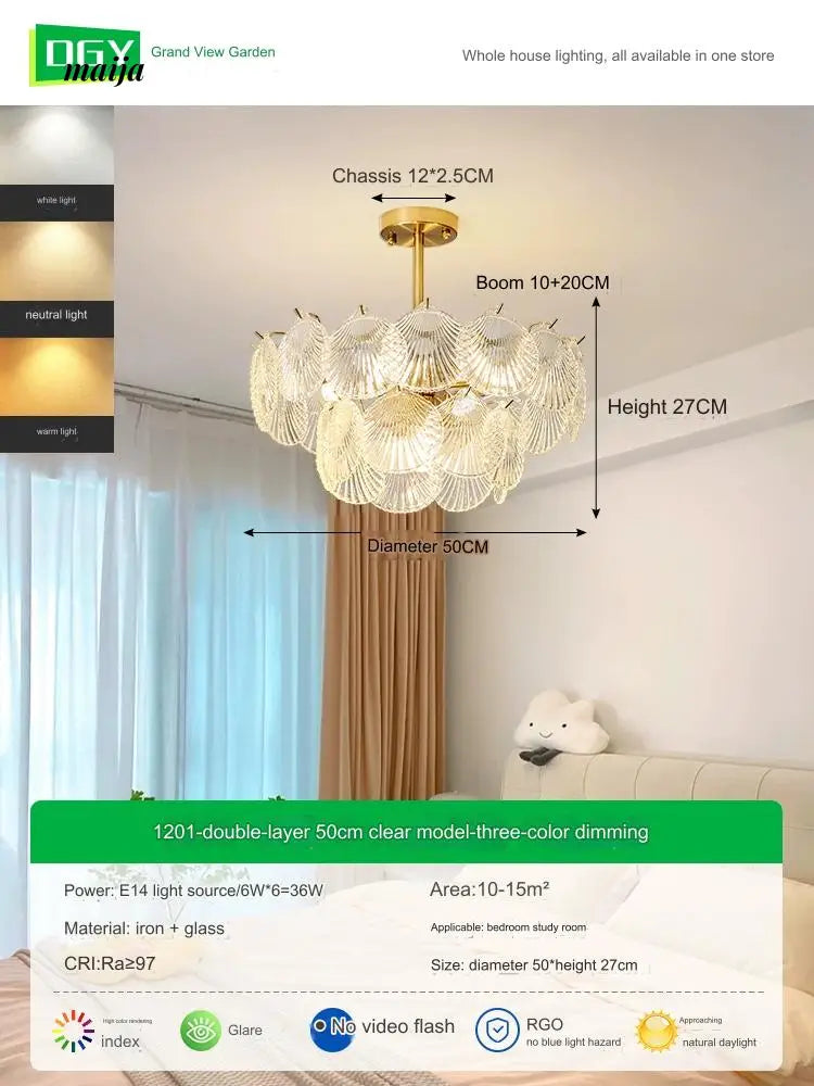 GVG Crystal Scallop Shell Ceiling Lamp from Kaiyashi