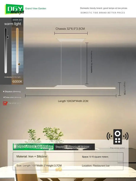 GVG Minimalistic Long Bar Ceiling Lamp from GVG