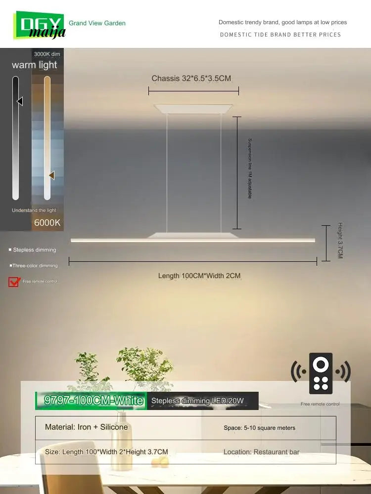 GVG Minimalistic Long Bar Ceiling Lamp from GVG