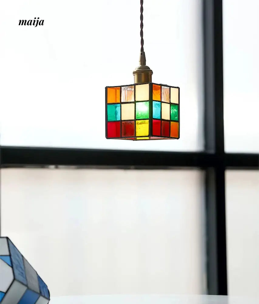 Stained Glass Rubik Glass Pendant Light from maija