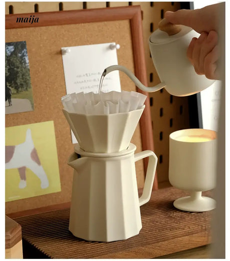 WENSHUO Cream Ceramic Coffee Pot Set from WENSHUO