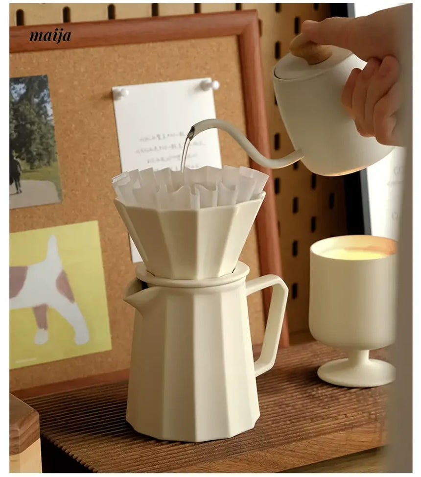 WENSHUO Cream Ceramic Coffee Pot Set from WENSHUO