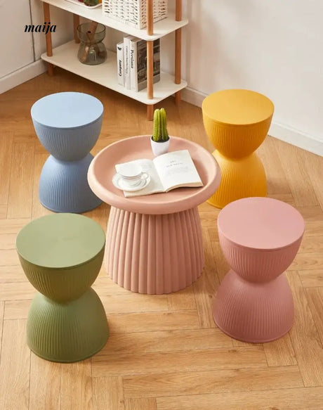Pastel Hourglass Plastic Stool from Yishengtao