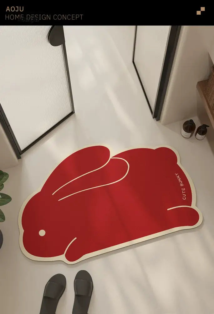 AOJU Nonslip Absorbent Rabbit Bath Mat