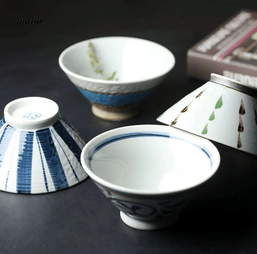 Hand-Painted Underglaze Japanese Rice Bowls from Small Device