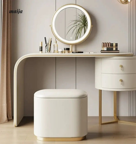 Ashleigh Simple Modern Dressing Table with Integrated Storage Cabinet from maija