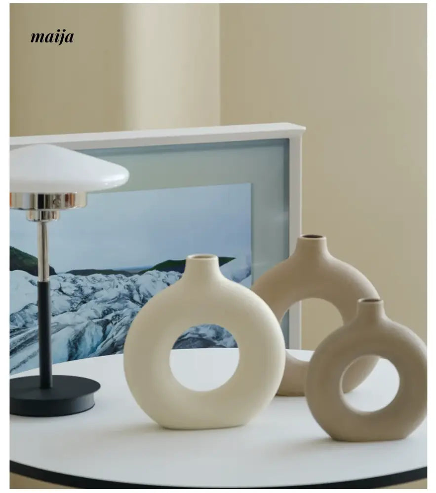 WENSHUO Circular Nordic Ceramic Vase from WENSHUO