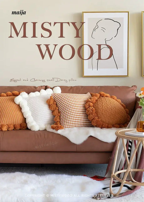 MISTYWOOD Orange Weaved Sofa Pillow from MISTYWOOD