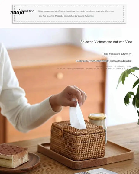 MUYE Woven Rattan Tissue Box from MUYE