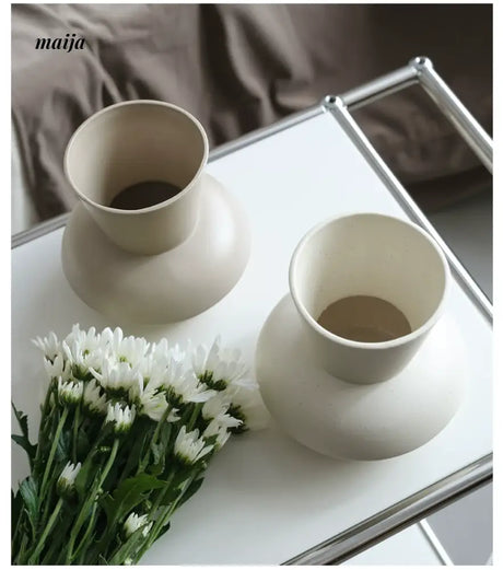 WENSHUO French Cream Wide-Mouth Vase from WENSHUO