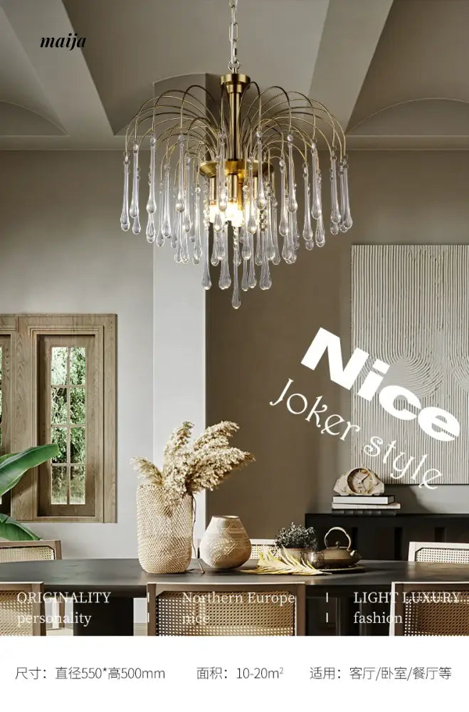 NANCY Crystal Chandelier Water Drop Lamp Retro Design from NANCY