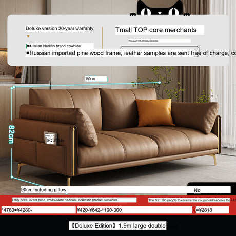 DIPU Mack Cream Minimalist Cowhide Sofa from DIPU