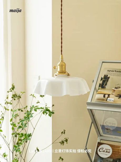 LYNN Cream Brass Retro Ceiling Lamp from Lynn's Lamp