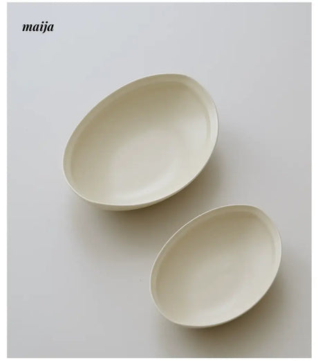 WENSHUO Cream Oval Ceramic Plate from WENSHUO