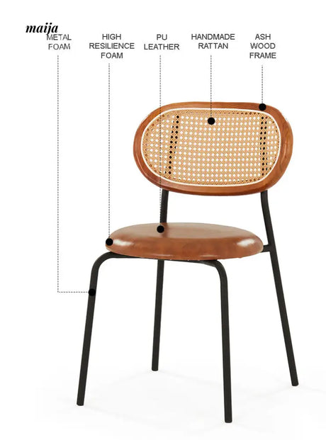 Evie Leather Rattan Dining Chair from Ouqi