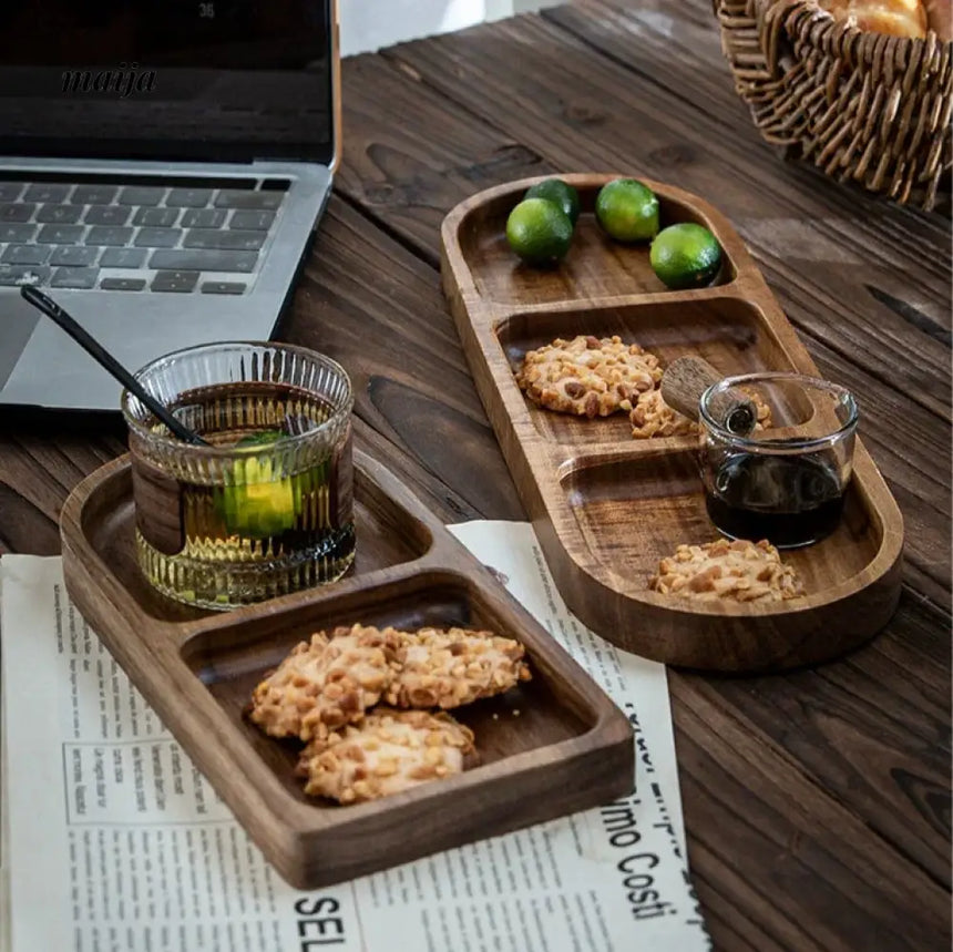 Wooden Serving Plate with Grid from KIMACHI