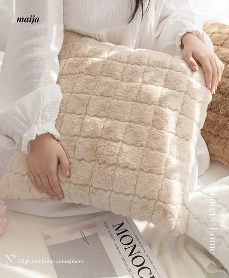 Chessboard Fluffy Square Cushions from Manxiaomian