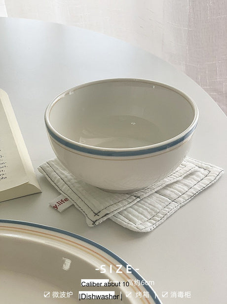 YASUKI Minja Retro Striped Ceramic Soup Bowl from YASUKI