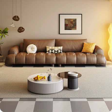 DIPU Ali Retro Cream Piano Leather Sofa from DIPU