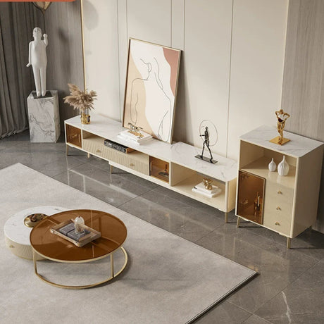 DIPU Celine Round Rock Plate Coffee Table Set from DIPU