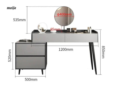 MEIHOUSE Telescopic Scandinavian Dressing Table Modern Bedroom Storage from MEIHOUSE