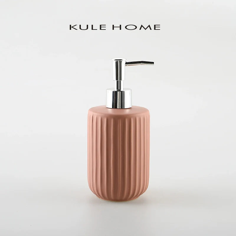 KULE HOME Stripe Ceramic Lotion and Hand Soap Bottle from KULE HOME
