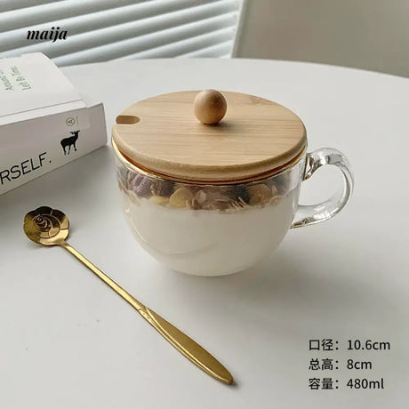 BANKE Wide Mouth Glass Oat Breakfast Bowl from BANKE