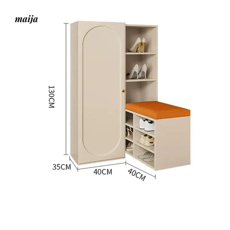 MEIHOUSE Cream Shoe Cabinet with Password Lock Entryway Storage Bench from MEIHOUSE