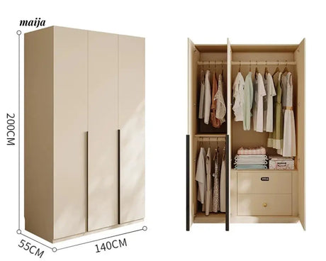 MEIHOUSE Cream Bedroom Wardrobe Flat Door Storage Cabinet from MEIHOUSE