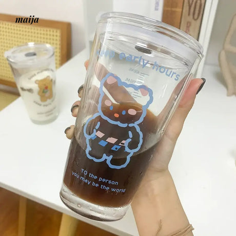 BANKE Coffee Milk Tea Glass Cup with Little Bears from BANKE