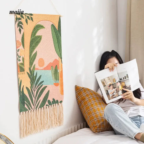 MAN YUE HOME Woven Tapestry for Bedroom Canvas Cotton Linen from MAN YUE HOME