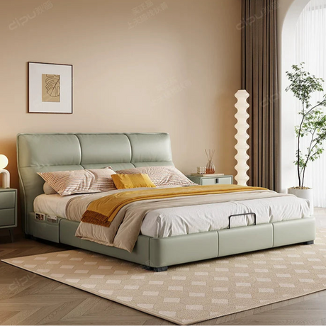 DIPU Dawson Creamy Wind Modern Leather Bed from DIPU