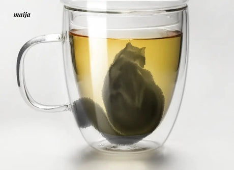 JOTO Handmade Double Layer Glass Cat Handle Coffee Cup from MOSE