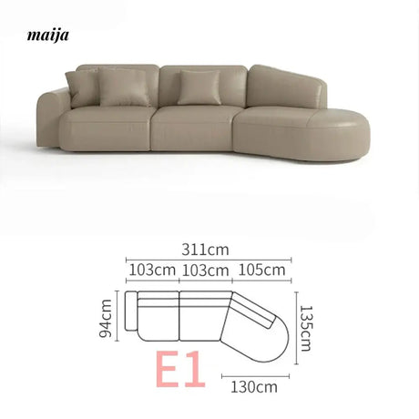 NAVI Emelie Leather Curve Sofa from NAVI