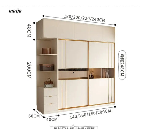 MEIHOUSE Cream Sliding Door Minimalist Bedroom Wardrobe Finished Cabinet from MEIHOUSE