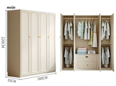 MEIHOUSE French Cream European Pine Wardrobe Bedroom Storage Cabinet from MEIHOUSE