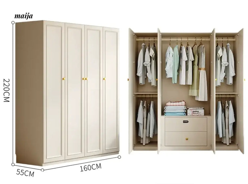MEIHOUSE French Cream European Pine Wardrobe Bedroom Storage Cabinet from MEIHOUSE