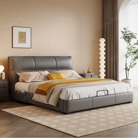DIPU Dawson Creamy Wind Modern Leather Bed from DIPU