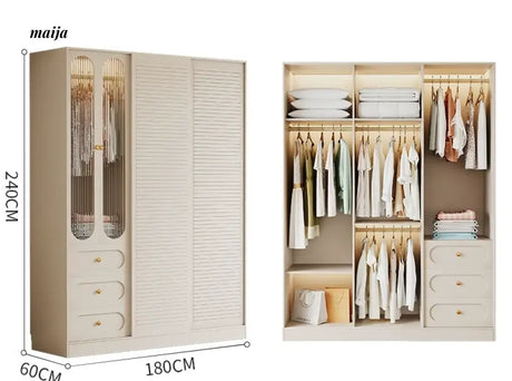MEIHOUSE French Cream Sliding Door Bedroom Wardrobe Modern Storage from MEIHOUSE
