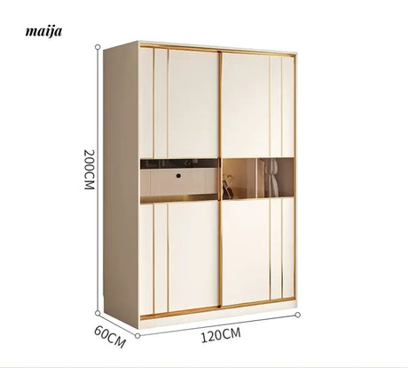 MEIHOUSE Cream Sliding Door Minimalist Bedroom Wardrobe Finished Cabinet from MEIHOUSE