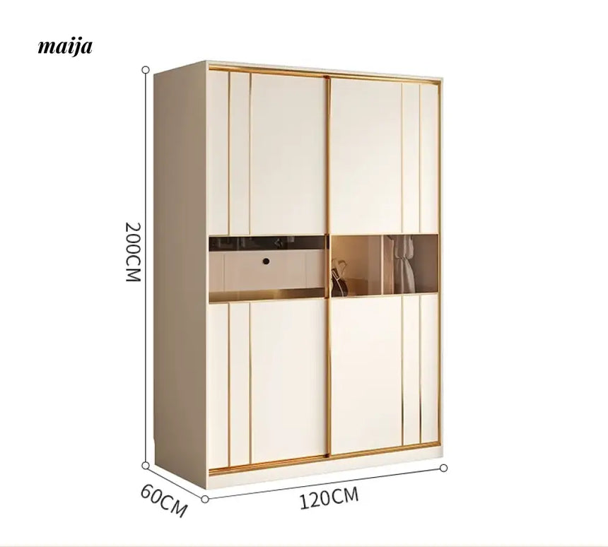 MEIHOUSE Cream Sliding Door Minimalist Bedroom Wardrobe Finished Cabinet from MEIHOUSE
