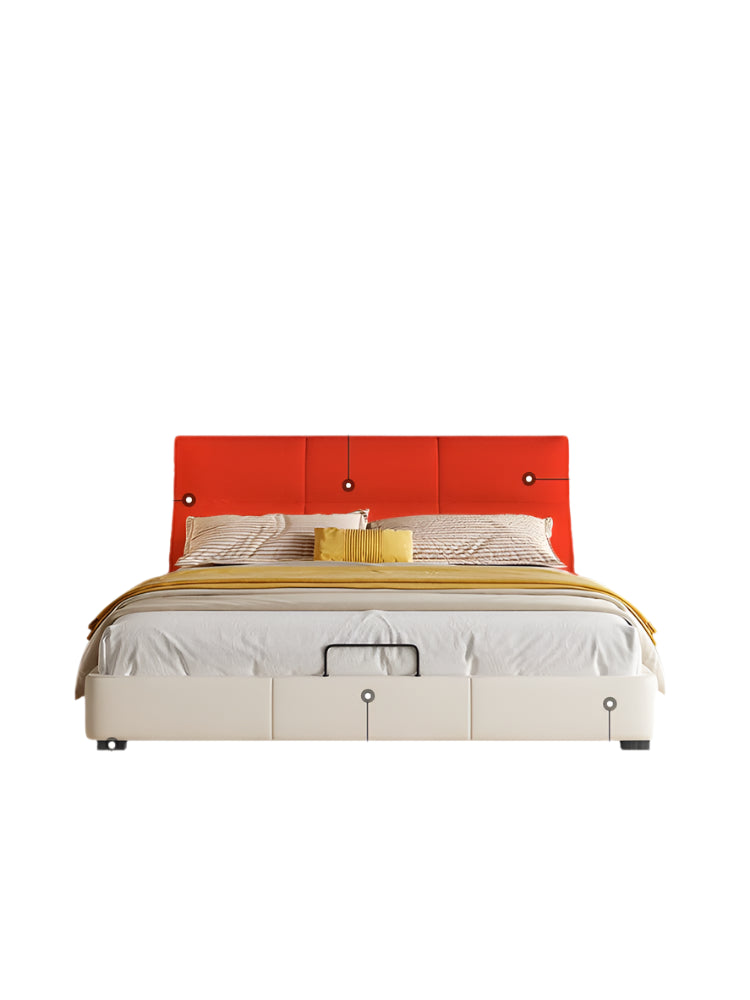 DIPU Dawson Creamy Wind Modern Leather Bed from DIPU