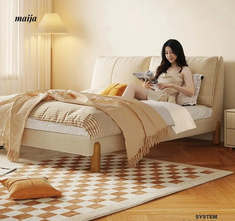 YUMENG Solid Wood Fabric Bed from MEIHOUSE