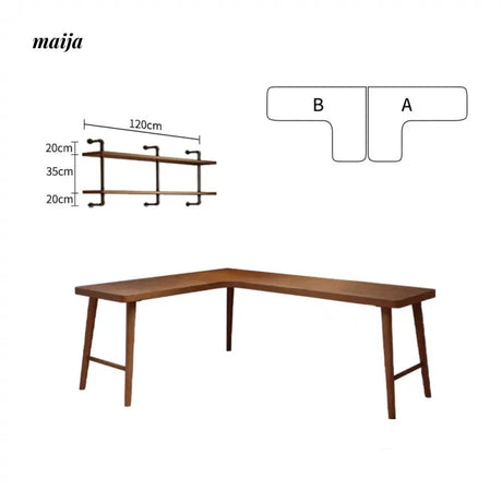 SUNX L Shaped Solid Wood Table from maija
