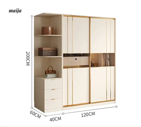 MEIHOUSE Cream Sliding Door Minimalist Bedroom Wardrobe Finished Cabinet from MEIHOUSE