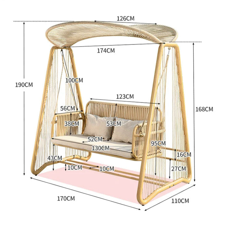 MOJIA Tavian Double Hanging Swing Chair for Cozy Outdoor Leisure from MOJIA