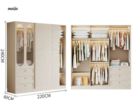 MEIHOUSE French Cream Sliding Door Bedroom Wardrobe Modern Storage from MEIHOUSE