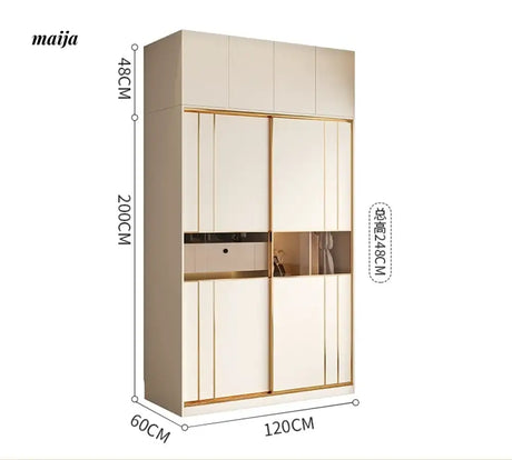 MEIHOUSE Cream Sliding Door Minimalist Bedroom Wardrobe Finished Cabinet from MEIHOUSE